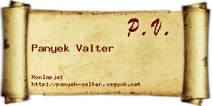 Panyek Valter névjegykártya
